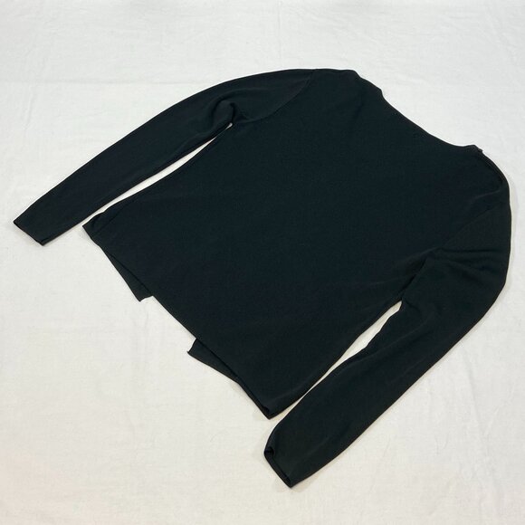 Finity Black Rib Knit Open Cardigan Sweater Long Sleeve V-Neck Button Accent L - Picture 10 of 12